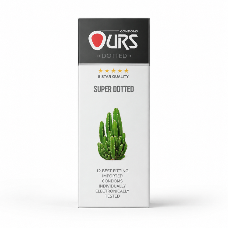 کاندوم خاردار OURS مدل Dotted لاتکس طبیعی بسته ۱۲ عددی | کد 2828
