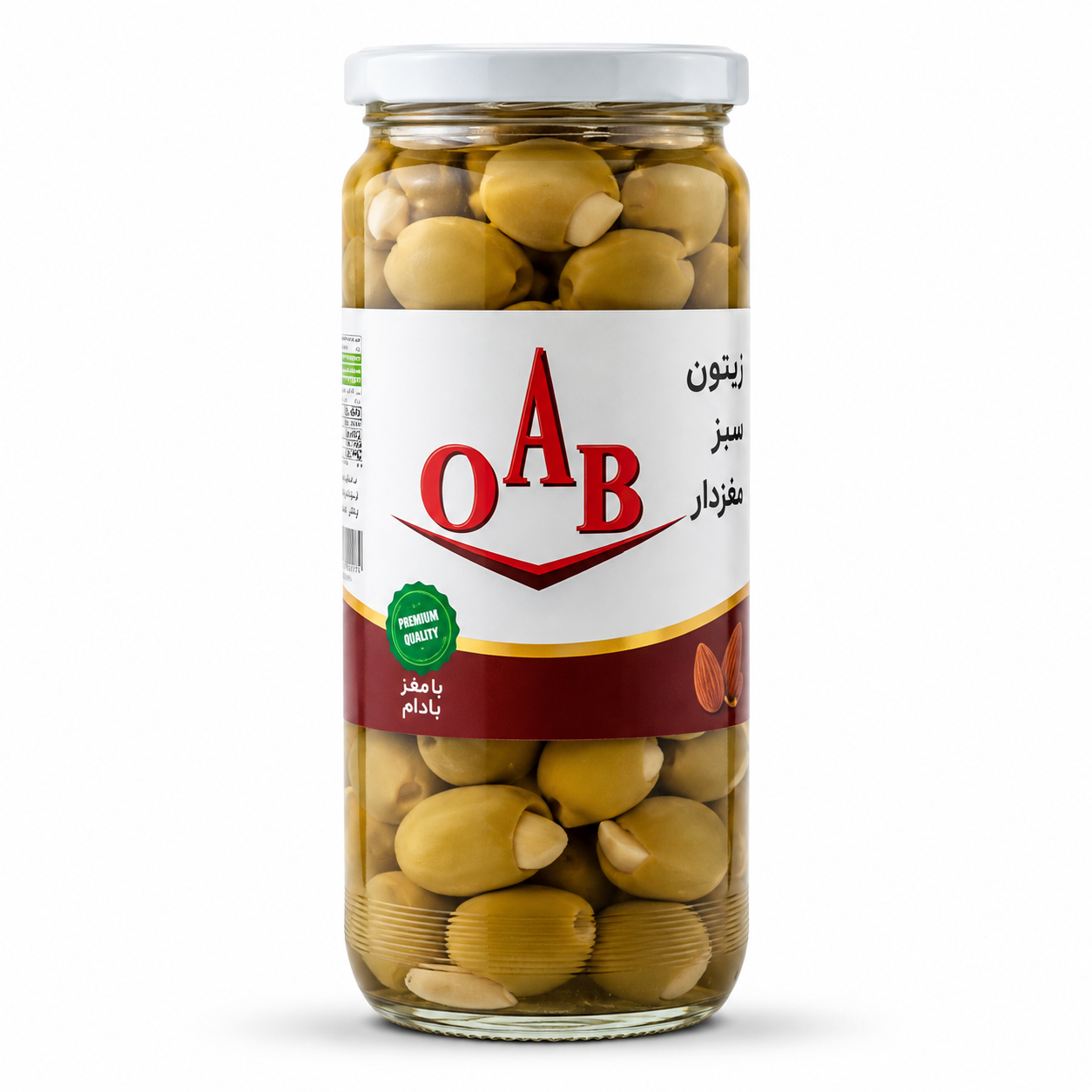 زیتون با مغز بادام O.A.B وزن 500 گرم | کد 2846
