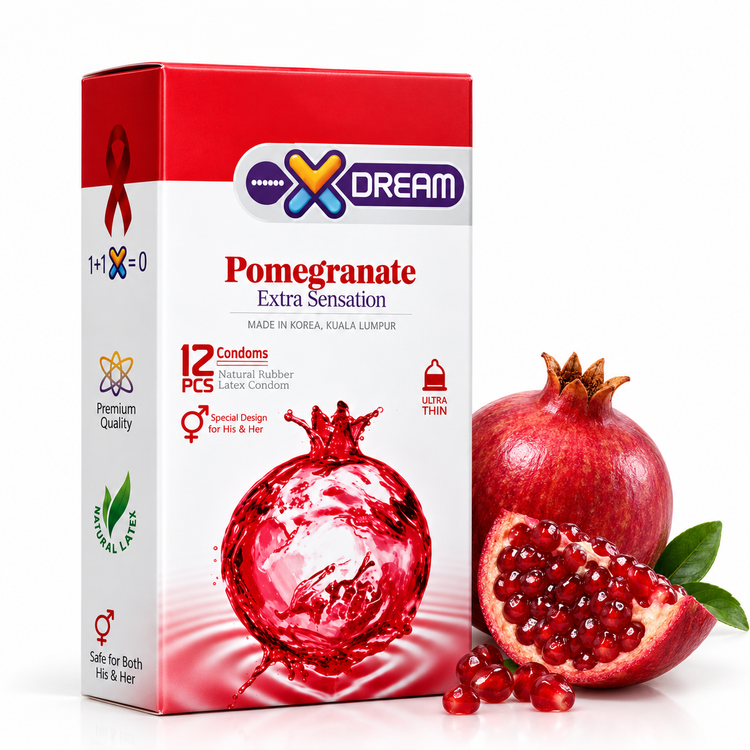 کاندوم ایکس دریم X Dream مدل Pomegranate تنگ کننده انار بسته ۱۲ عددی | کد 2851