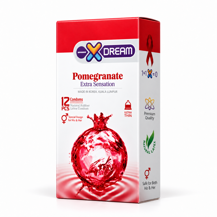 کاندوم ایکس دریم X Dream مدل Pomegranate تنگ کننده انار بسته ۱۲ عددی | کد 2851