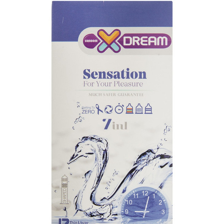 کاندوم X Dream Sensation - نمای نزدیک بستهبندی و مشخصات محصول