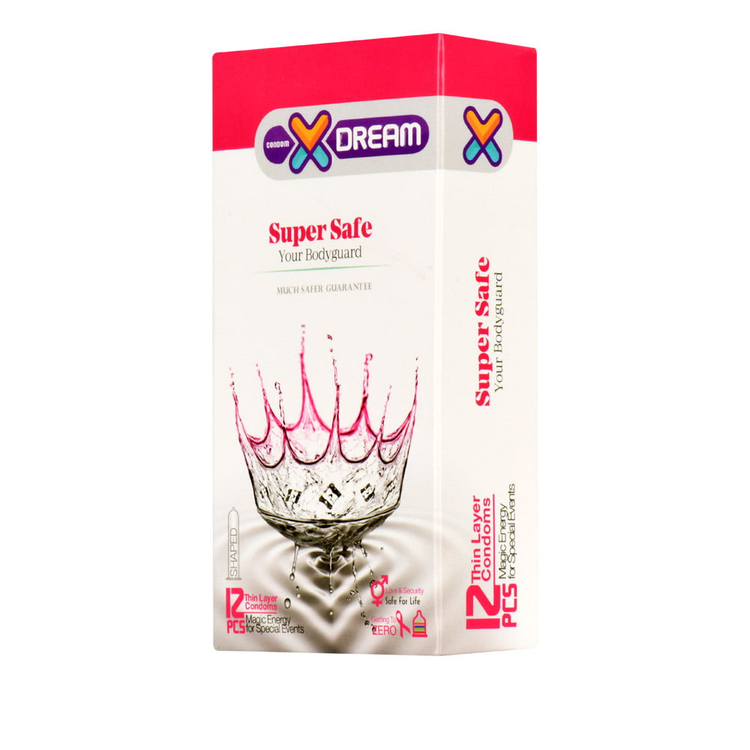 کاندوم ایکس دریم X Dream مدل Super Safe ایمن و اسپرمکش بسته ۱۲ عددی - نمای دیگر محصول
