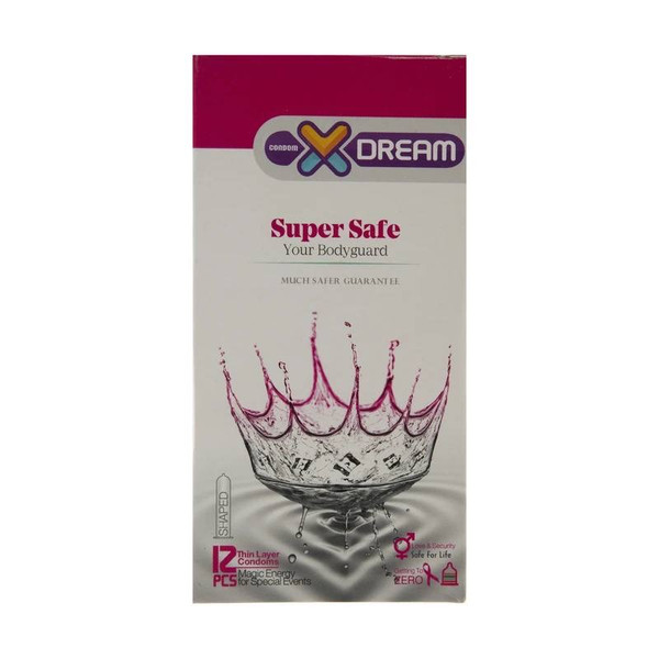 کاندوم ایکس دریم X Dream مدل Super Safe ایمن و اسپرم‌کش بسته ۱۲ عددی - تصویر اصلی محصول