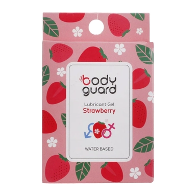 ژل لوبریکانت بادیگارد Bodyguard مدل Strawberry توت فرنگی ۳ عددی ساشه ای | کد 2879